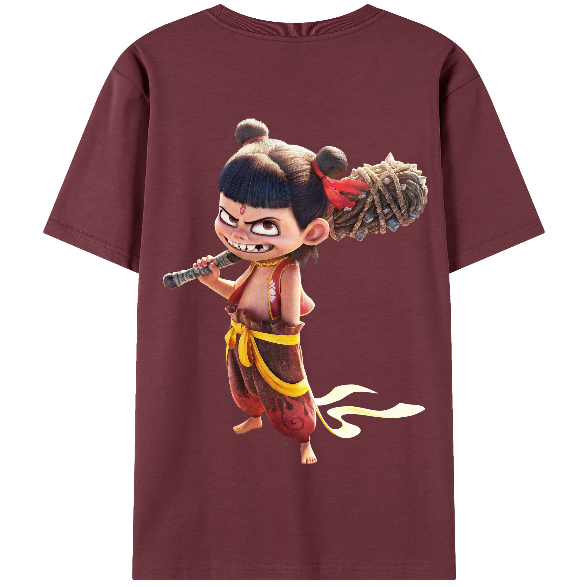 （画像用） Ne Zha 2 ナタ 魔童の大暴れ 綿100％半袖Tシャツ（背面プリント）